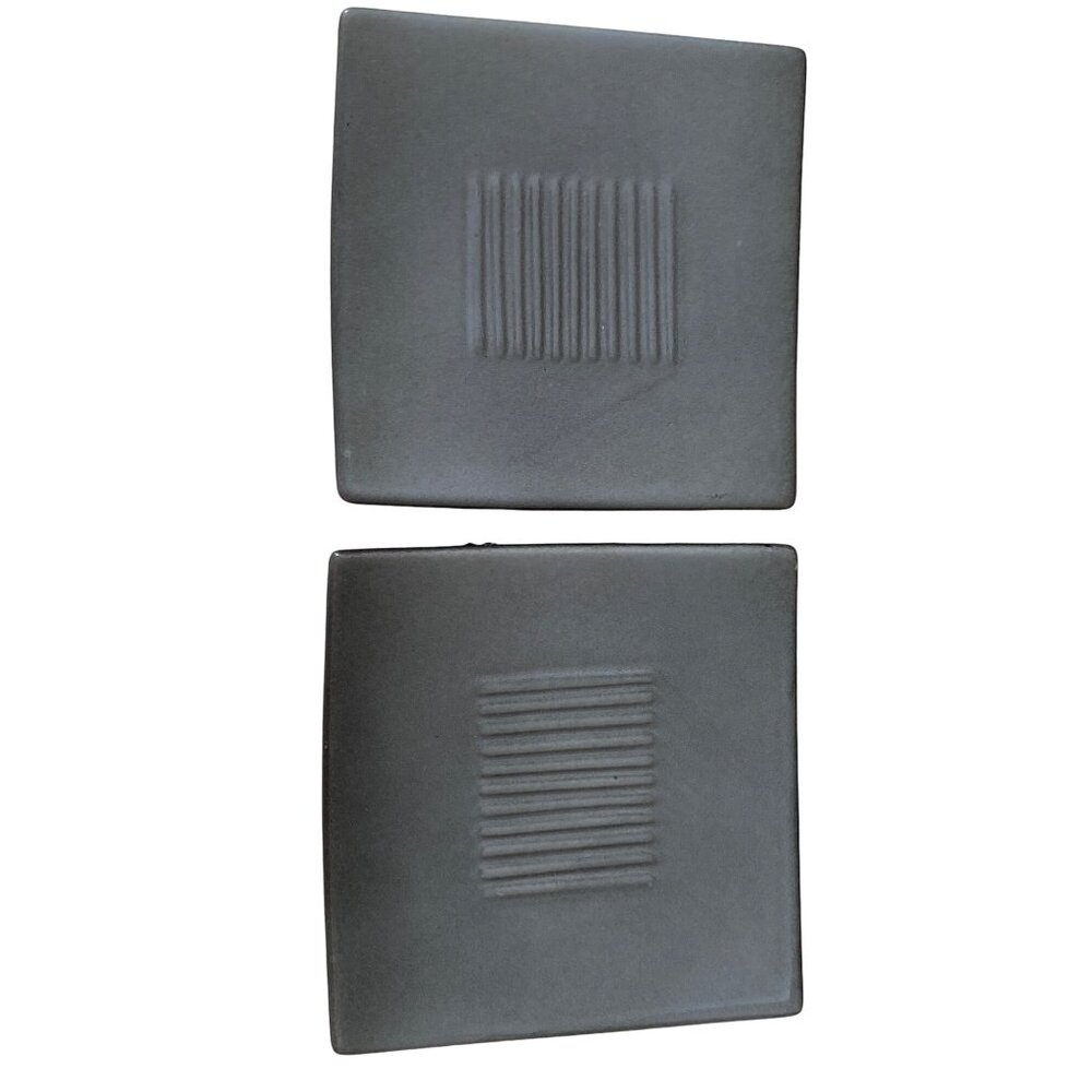 Candle Holders 2 CHINO  square Gray Stoneware Ceramic Decor